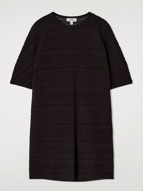 COS Black Ribbed Shift Midi Dress